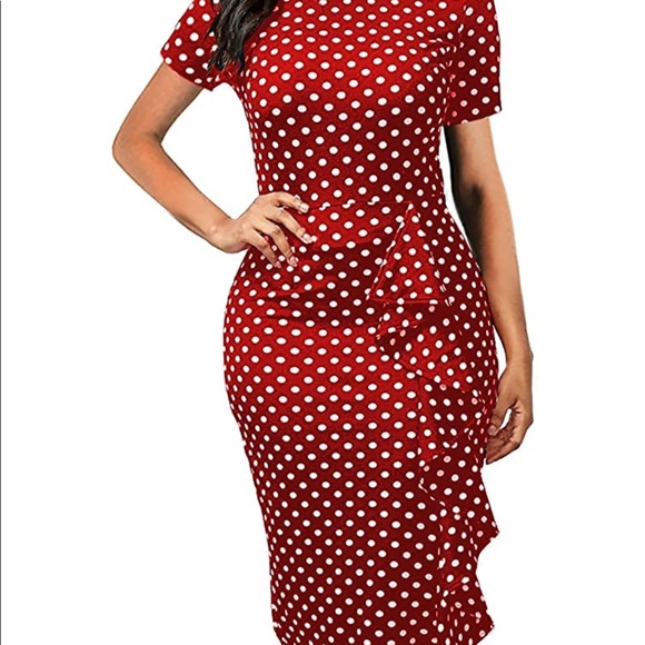 oxiuli fashion Dresses & Skirts - Red & White Polka Dot Dress